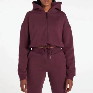 <b>Women's</b> Cotton Solid Hoodie Crop Sweatsuit Streetwear Style Summer Outfit-Lightweight Breathable Eco-Friendly Fabric - Product Image 1