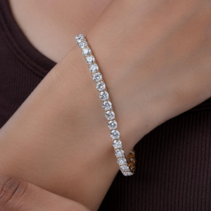 Pulsera de tenis de lujo con 30 diamantes redondos brillantes cultivados en laboratorio para mujer, certificada por IGI, oro de 14K, elegante para bodas y fiestas - Product Image 4