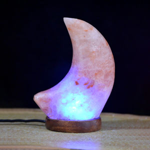 Lámpara de Sal Rosa del Himalaya al por Mayor, la Mejor Calidad, Forma de Luna, Lámpara de Aromaterapia con Base de Madera Tallada, Estilo Amoroso - Product Image 2