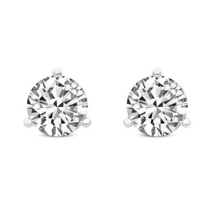 Nouvelles boucles d'oreilles clous en or massif 18 carats avec diamants de laboratoire ronds taille Martini à trois griffes, qualité VS1, VVS1, classiques et tendance, pour femmes - Product Image 1