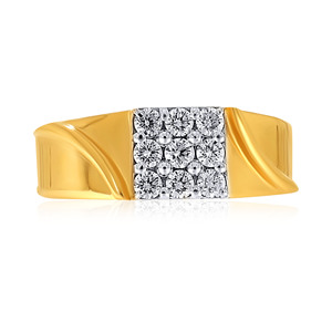 Anillo de Oro Amarillo de 18K con Racimo de Diamantes Cuadrados para Mujer, Banda Ancha, Engaste Invisible, Joyería Fina para Compromiso Nupcial - Product Image 3