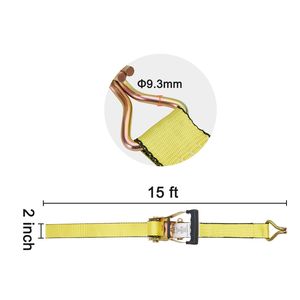 Set di 4 Cinghie a Cricchetto con Gancio a J Doppio, Resistenza 5000 lb, 5 cm x 4,5 m, Imbottite, Certificate TUV - Product Image 6