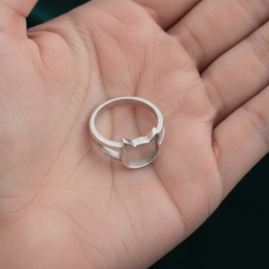 925 Sterling Silver 14k Gold <b>Cat</b> Face Blank Bezel <b>Ring</b> Custom DIY Memorial Jewelry Setting Resin Ashes Hair Breastmilk Keepsake - Product Image 1