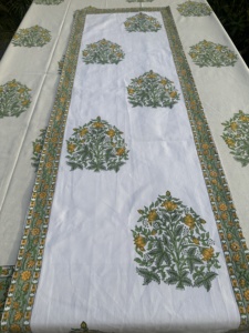 Green Leaf Block printed <b>Table</b> Cover Washable <b>Tablecloth</b> Flower Hand Block Printed <b>Round</b> <b>Tablecloth</b>, Wedding <b>Table</b> Decor, Dining - Product Image 5