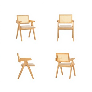 Contemporary Black Wood <b>Dining</b> <b>Chair</b> with Synthetic Rattan Back and Geometric V-Shape Legs for Home Furniture <b>Dining</b> Rooms - Product Image 2