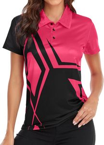 Artículos Más Vendidos 2026: Polo de Punto de Manga Corta con Estampado de Puntos Turquesa para Mujer, Secado Rápido, Ropa Casual, Camisetas Polo OEM - Product Image 6