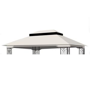 10x12 Ft Outdoor Patio Double Tiered Gazebo <b>Tent</b> Roof Top Cover Beige/White Replacement <b>Canopy</b> for Pergola-Frame Not Included - Product Image 1