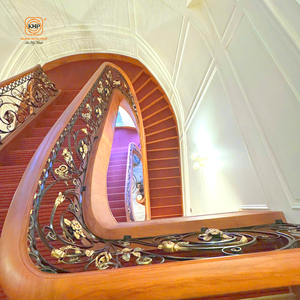 Barandillas de Escalera de Hierro Fundido Estilo Europeo Khang Hung Phat, Balaustres con Detalles Dorados, Resistentes al Óxido, Barandilla Interior para Hotel, Seguridad - Product Image 6
