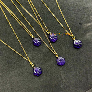 Collar con Colgante de Amatista con Forma de Huella de Perro, Chapado en Oro de 18k, Joyería con Gema Tallada a Mano, Venta al Por Mayor para Revendedores - Product Image 1