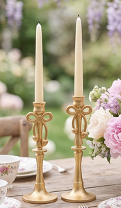 เชิงเทียนโลหะดีไซน์โบว์ไทสุดเก๋สำหรับตกแต่งโต๊ะกลางบ้าน - Product Image 4