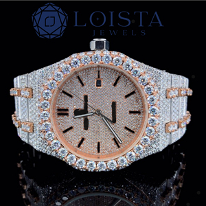 Reloj de Cuarzo LOISTA JEWELS con Caja Redonda Completamente Adornada con Diamantes, Esfera de 40 mm, Cierre Desplegable Analógico, Estilo Lujoso Unisex - Product Image 1