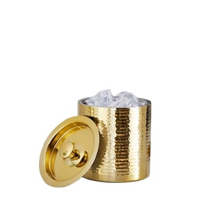 Matériau en laiton très brillant de haute qualité pour la décoration intérieure petit seau à vin pour la glace martelée avec couvercle seau à glace - Product Image 1