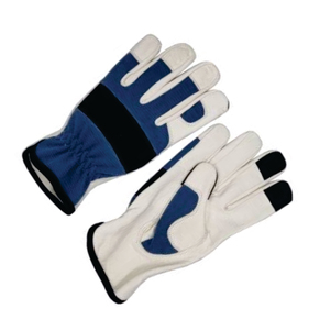 Guantes de Seguridad de Cuero Blancos, Azules y Negros con Puntas Antideslizantes, Resistentes a la Abrasión, con Muñequera Elástica y Resistentes a Impactos - Product Image 6