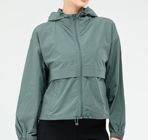 OEM <b>Women</b> Wind Breaker <b>Jacket</b> Breathable <b>Lightweight</b> Hooded Running Fitness Hiking Casual Outdoor <b>Jacket</b> Wholesale Supplier - Product Image 1