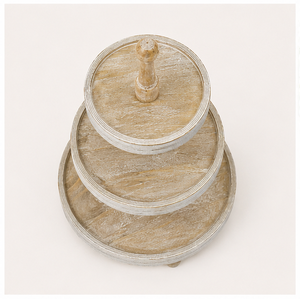 Support à gâteau moderne en bois écologique à 3 niveaux, plateau de service personnalisé à plusieurs étages, table de dessert de mariage, bois massif fait main - Product Image 3