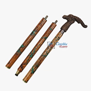 Bâtons de marche pliables légers en bois plaqué et aluminium pour femmes, hommes et seniors, bâton de marche pliable avec poignée tête de dragon - Product Image 2