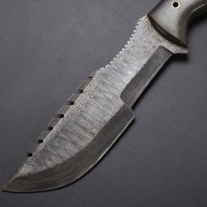 Couteau de chasse droit non réglable en acier Damas de qualité industrielle, fait main, manche en Micarta, 3 mm, 10 pouces, Drop Point - Product Image 3