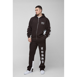 Conjunto Deportivo para Hombre, Pantalones Deportivos Anchos y Sudadera con Capucha, 100% Algodón, Impresión Serigrafiada - Product Image 1