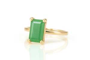 New Green Aventurine Rectangular Shape Prong <b>Set</b> <b>Ring</b> Trendy Gemstone Gold Plated S925 Sterling <b>Silver</b> Wedding Fine <b>Ring</b> Jewelry - Product Image 2
