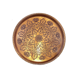 Copper Polish <b>Serving</b> <b>Tray</b> <b>Round</b> Copper <b>Serving</b> <b>Tray</b> Dinnerware Modern Metal Hammered <b>Round</b> Shaped <b>Serving</b> <b>Tray</b> - Product Image 3