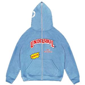 Color Simple Plain Full Face Zip Up Hoodies Casual Winter Fashion Custom Face Up Hoodies - Product Image 5