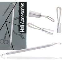 Pousse-cuticules professionnel en acier inoxydable à bords incurvés, grattoir à ongles, outil écologique réutilisable double usage pour le nettoyage des ongles