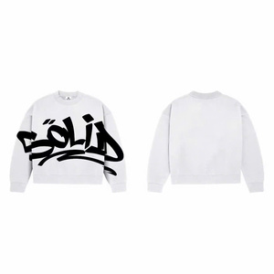 Sweat-shirt blanc à col rond pour femme, 100% coton, tricoté, imprimé lettres, coupe classique, manches longues, style automne - Product Image 6