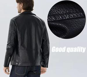 เสื้อแจ็คเก็ตหนัง PU สำหรับขี่มอเตอร์ไซค์ แบบยูนิเซ็กซ์ สกรีนโลโก้ได้ คอปกพับ ปิดด้วยซิป สีพื้น ทรงเข้ารูป แขนปกติ เหมาะสำหรับใส่ในฤดูหนาว - Product Image 6
