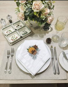 En gros Personnalisé Brodé Pomme De Pin Orange & Feuille De Palmier Table Dîner Serviette Coton Ajouré Tissu Serviette Maison Hôtel Vacances - Product Image 2