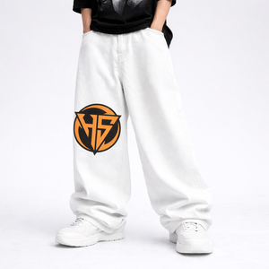 HYPEN SPORTS - Jeans de mezclilla holgados de pierna recta para hombre, corte medio, transpirables, para verano, otoño y primavera - Product Image 2