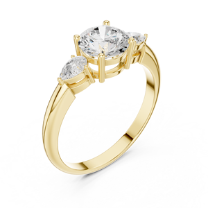 Anillo de Compromiso de Diamante Redondo con Corte Brillante Chapado en Oro Amarillo para Mujer, Estilo Solitario Clásico, Diamante Cultivado en Laboratorio, Aniversario, Lujo - Product Image 3