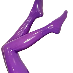 Collants opaques pour femmes, au-dessus du genou, couleur violette, sans couture, élastiques, en spandex et polyester, style sexy, pour soirée - Product Image 2