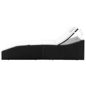 <b>Sunlounger</b> Reclining Sun Lounger Black Pe <b>Rattan</b> Outdoor Furniture Patio Modern Contemporary Cushion Included Manual Tilting - Product Image 3