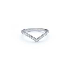 Bague de mariage en forme de V, courbée, empilable, assortie pour femme, diamant de laboratoire taille ronde personnalisé, or 14K 18K - Product Image 6