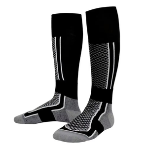 <b>Knee</b> <b>High</b> Running <b>Socks</b> Breathable Knitted Geometric Pattern Black Gray for Adults Summer Sports Wear - Product Image 1