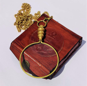 Loupe Collier en Laiton Poli Antique 10X avec Chaîne, Pendentif Loupe de Poche Portable avec Étui en Cuir - Product Image 3
