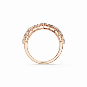 Bague demi-éternité de luxe en or 10K 14K 18K ou argent 925 935, plaquée rhodium, avec diamant de laboratoire taille marquise, pour femme, idéale pour un mariage - Product Image 4