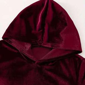 New Plain Winter Breathable Hooded 100% Cotton Velour <b>Velvet</b> <b>Tracksuits</b> Custom Logo Blank Luxury Sportswear Elastic Waist - Product Image 6