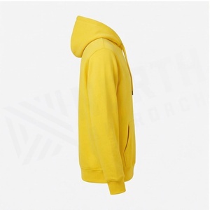 เสื้อฮู้ดสีเหลืองสำหรับผู้ชาย ทรงปกติ ผ้าฝ้ายเฟรนช์เทอร์รี่ สไตล์ลำลอง สำหรับฤดูใบไม้ร่วง ดีไซน์กระเป๋าหน้า - Product Image 3