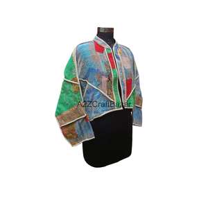 Vestes matelassées vintage 100% coton pur Kantha avec impression à blocs, style bohème, veste matelassée Katha imprimée en coton - Product Image 4