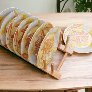 Étagère à assiettes en bois, support de rangement de cuisine, séchoir créatif en bois massif pour tasses et assiettes - Product Image 6