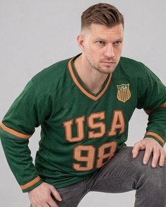 เสื้อเจอร์ซีย์อเมริกันฟุตบอลแบบคอวี ผ้าตาข่าย สำหรับฝึกซ้อมกีฬา แขนยาว เสื้อทีมอเมริกันฟุตบอล - Product Image 6