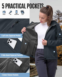 Chaqueta Softshell para Mujer, Impermeable, Antibacteriana, con Forro Polar Suave, con Capucha - Product Image 4