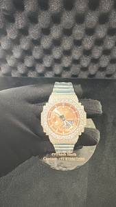 Reloj Iced Out con Moissanita, Movimiento de Cuarzo, Esfera Redonda, Resistente al Agua, Estilo Hip Hop Unisex, Bisel y Correa Personalizados - Product Image 2