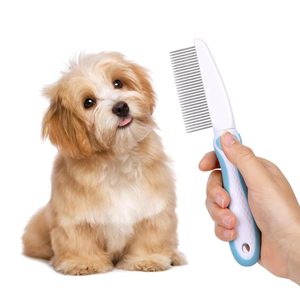 Peigne à dents angulaires en acier inoxydable pour chien, conception simple, brosse de toilettage, manche en ABS écologique, démêlage efficace pour poils longs et épais - Product Image 4