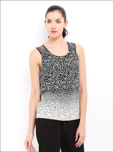 Camiseta sin mangas con estampado de puntos y color degradado para mujer, cuello redondo, informal, de punto, transpirable - Product Image 4