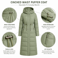 Nouvelle Arrivée OEM Manteau Long Matelassé pour Femme avec Capuche, Doudoune d'Hiver Épaisse et Chaude, Fournisseur en Gros