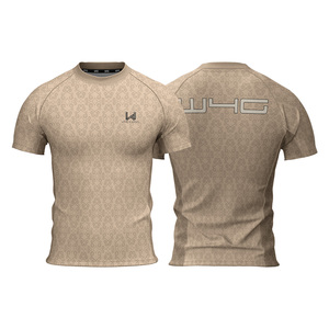 Customized Men's <b>Short</b> Sleeve Crew Neck <b>Compression</b> Gym Shirt Geometric Pattern Quick Dry Eco Friendly High Quality Gym Top - Product Image 3