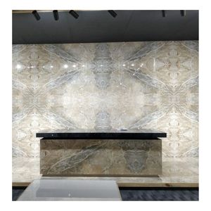 Losa de Porcelana de Lujo con Diseño de Vetas Simétricas de 800x1600 mm, Acabado Brillante, para Paredes Decorativas y Pisos de Vestíbulos de Hoteles - Product Image 1