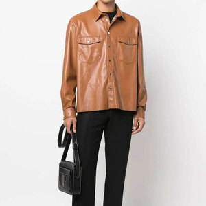 Chemises en cuir pour hommes, légères et surdimensionnées, confortables, respirantes, coupe-vent - Product Image 3